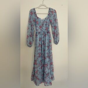 Altar'd State Blue and Pink Floral Long Sleeve Dress